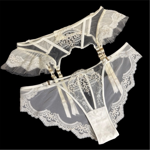 RESERVED. Honey Birdette Gabrielle Ivory Suspender and brief set - Picture 7 of 11